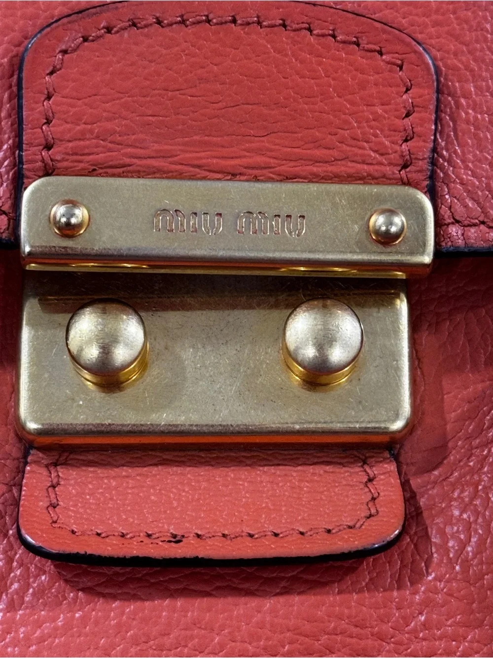Miu Miu Madras Goatskin Flap Satchel Crossbody Bag Orange Leather Italy - Picture 4 of 16
